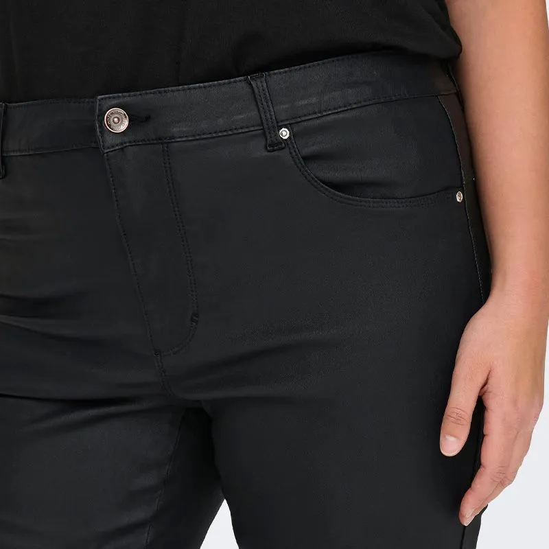 Pantalon en simili cuir noir droit Femme ONLY CARMAKOMA à prix 