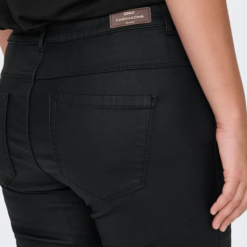 Pantalon en simili cuir noir droit Femme ONLY CARMAKOMA à prix 