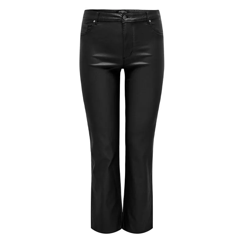 Pantalon en simili cuir noir droit Femme ONLY CARMAKOMA à prix 