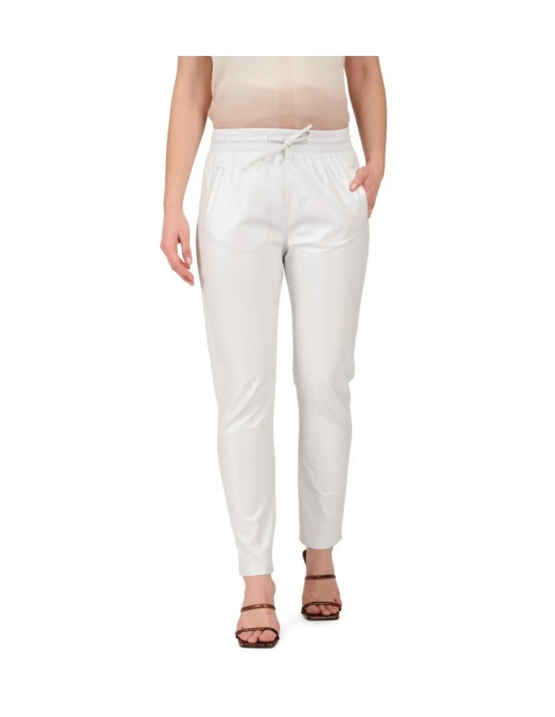 Pantalon jogpant en cuir Oakwood Gift Metal Ref 60959 Blanc