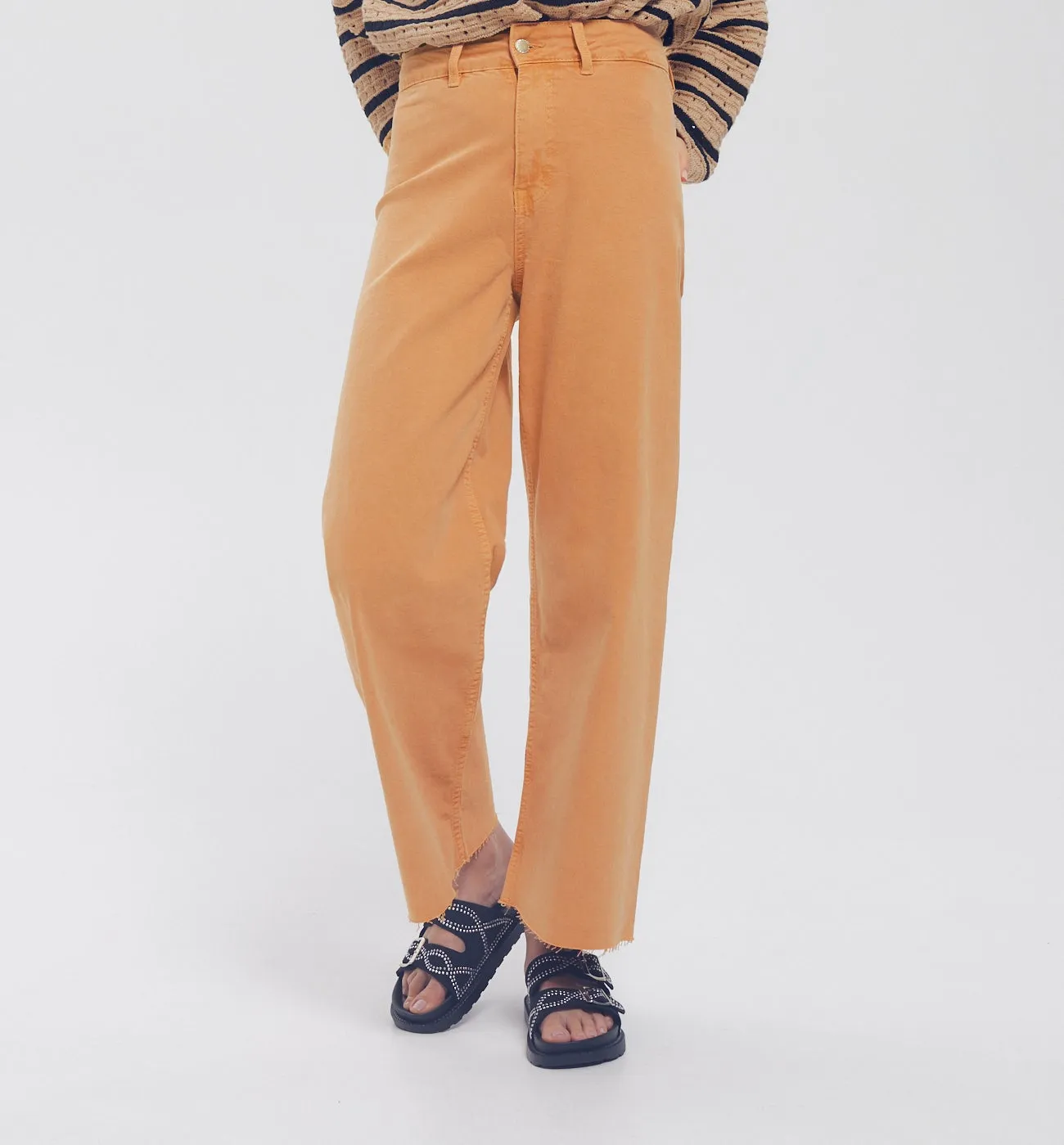 Pantalon large en toile Femme - COGNAC MOYEN