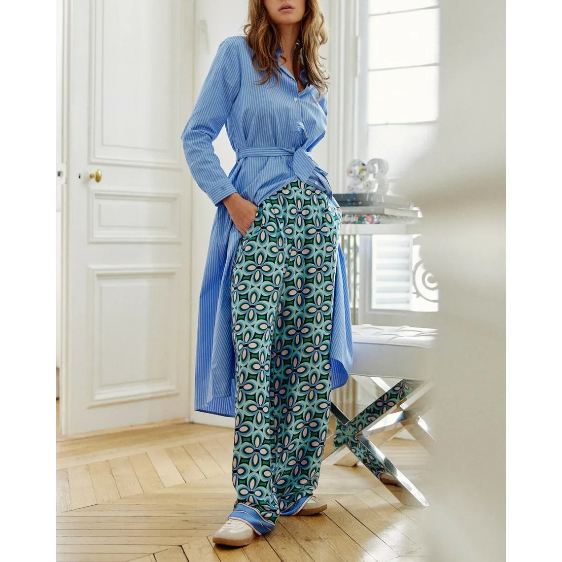 Pantalon POLETTE T trefle en viscose vert | 3 Suisses