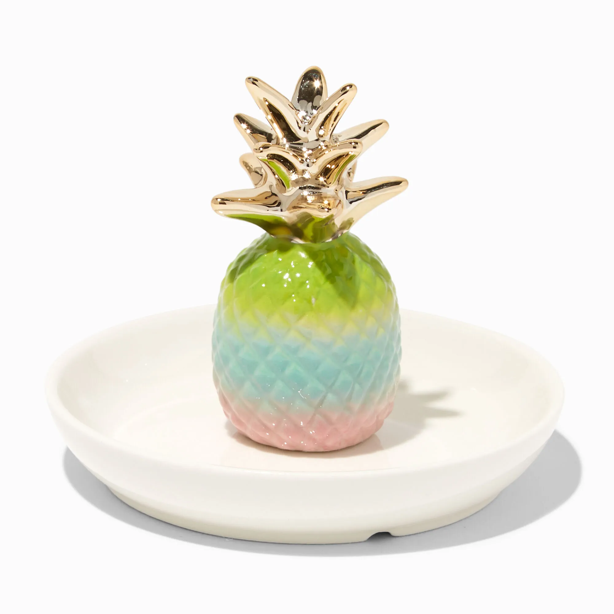 Porte-bijoux en céramique ananas arc-en-ciel