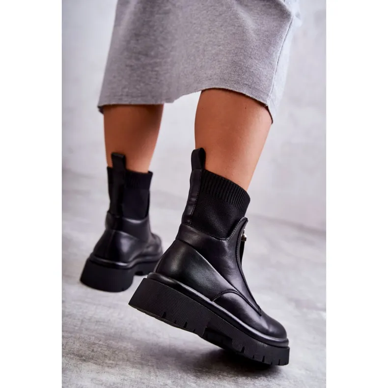 PS1 Bottes chaussettes pour femmes sur la fermeture éclair Black Shelter le noir