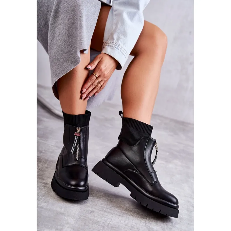 PS1 Bottes chaussettes pour femmes sur la fermeture éclair Black Shelter le noir