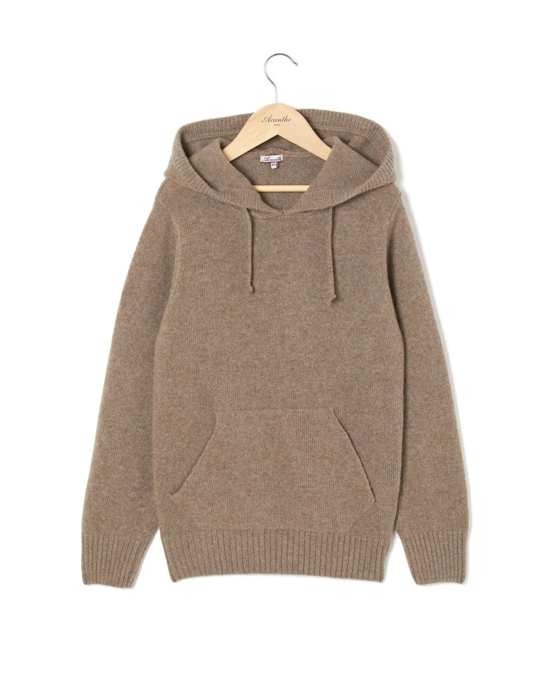 Pull à capuche taupe mérinos-cachemire 