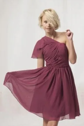 Robe chic asymétrique & plissée courte pour soirée mariage