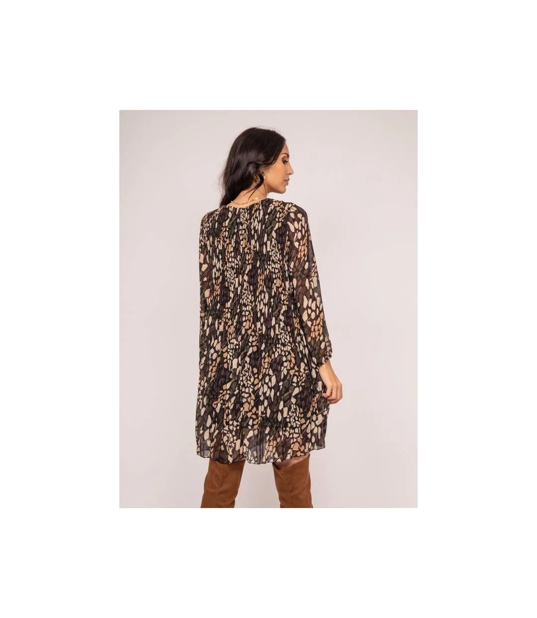 Robe courte motifs plissée INK - Dona X Lisa