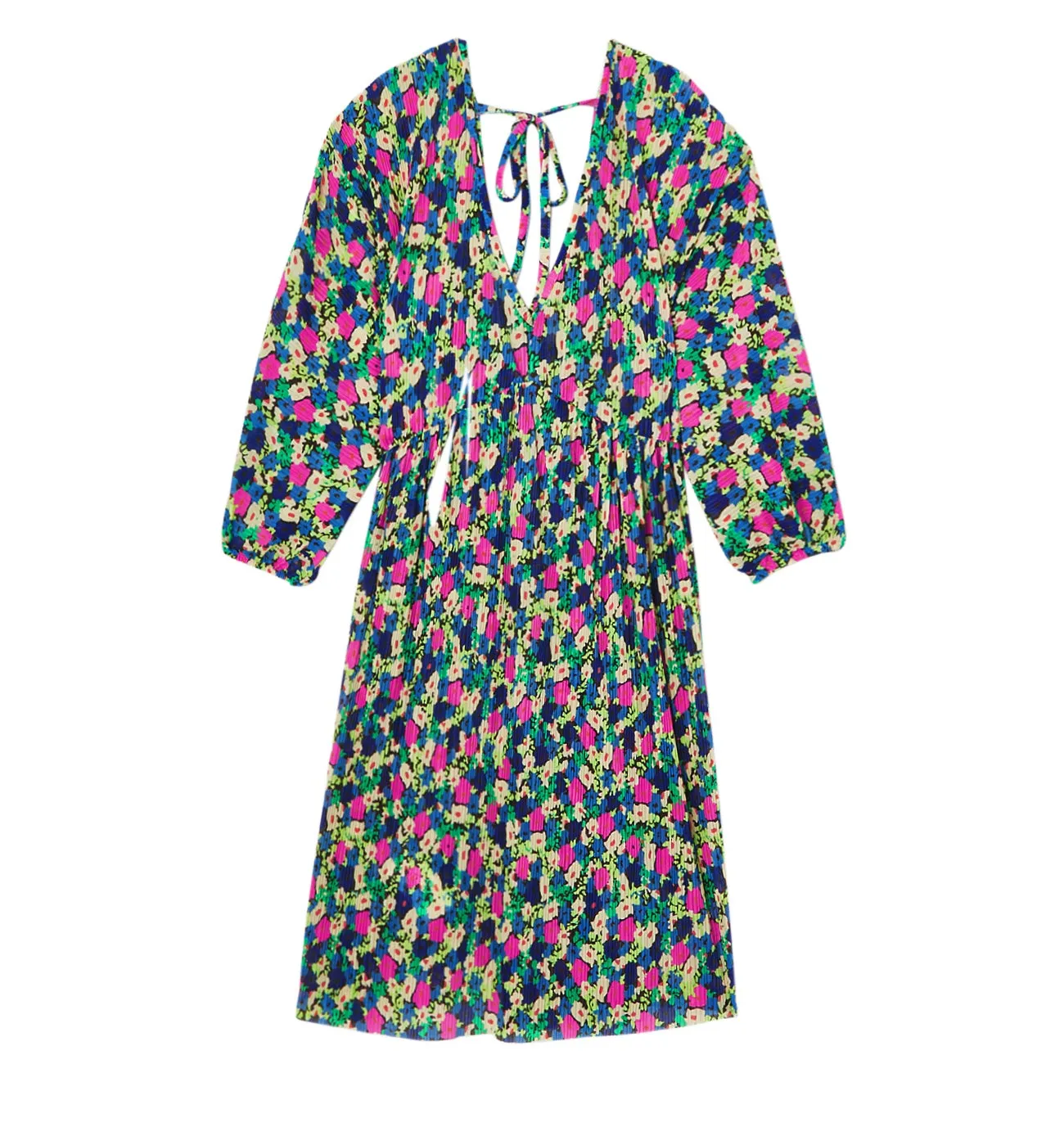 Robe courte plissée Femme - Imprimé multicolore