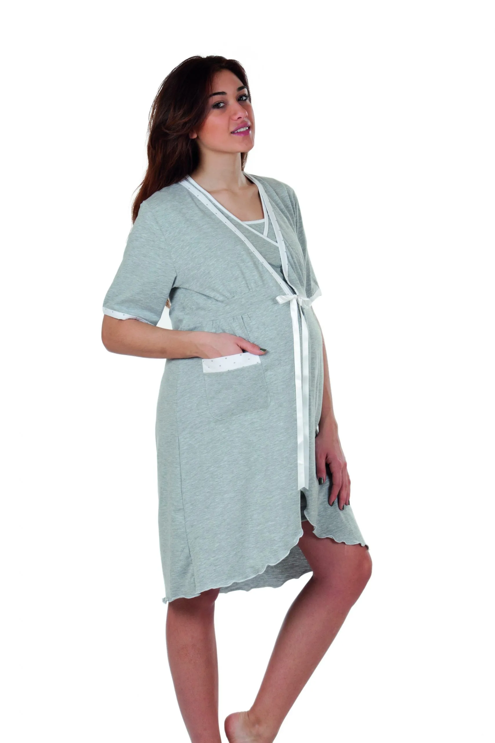 Robe de Chambre - Manches Courtes Gris