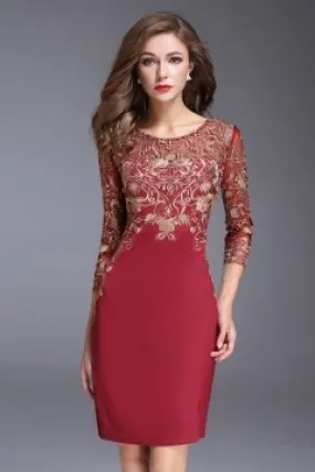 Robe de gala rétro à manche brodée