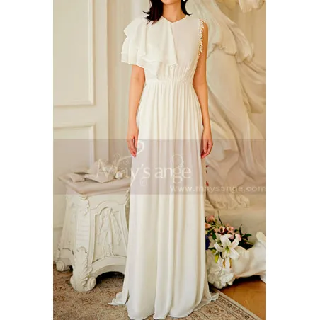 Robe de soirée blanche mousseline chic et glamour pour fête