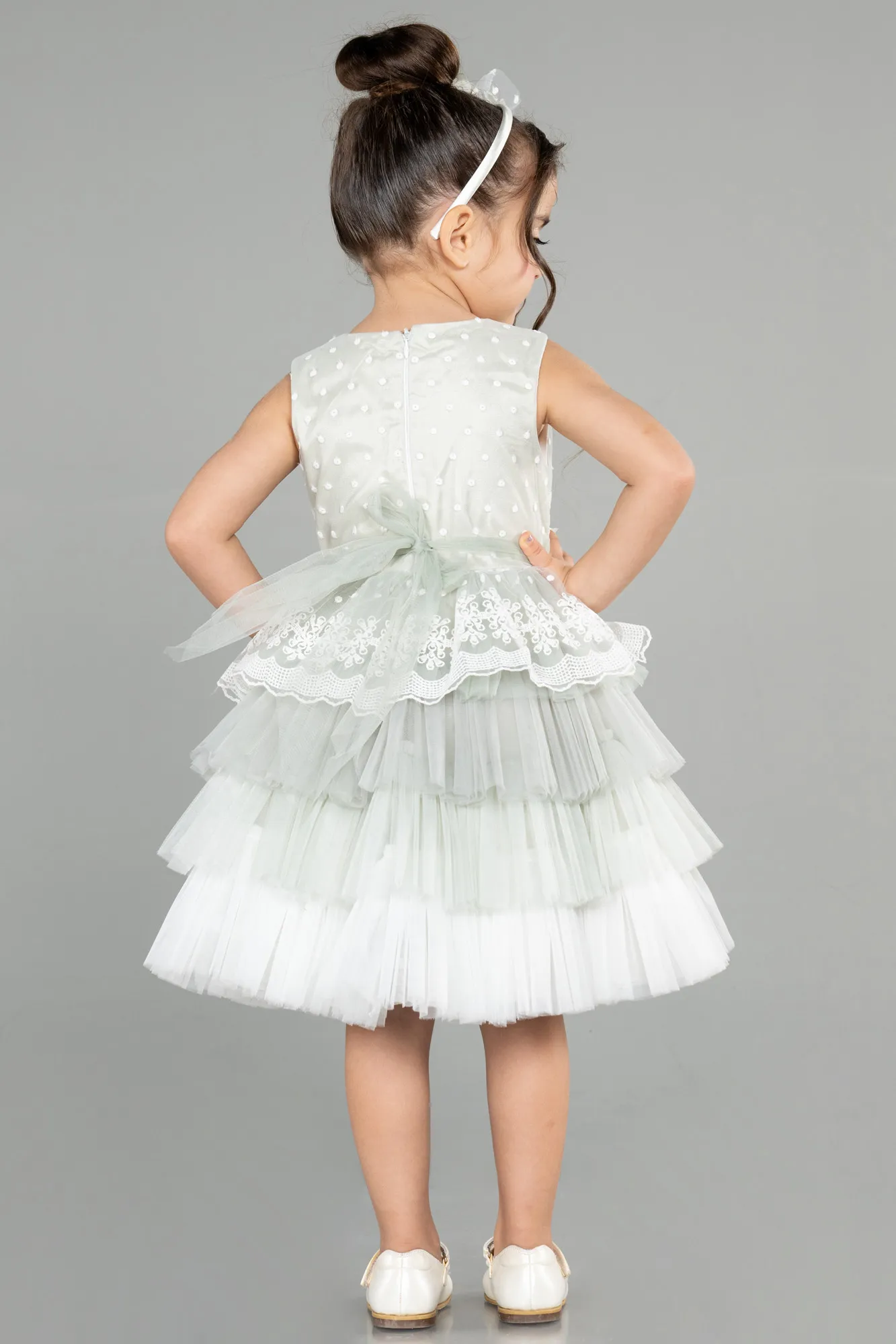 Robe de Soirée Enfants Courte Menthe ABK1191