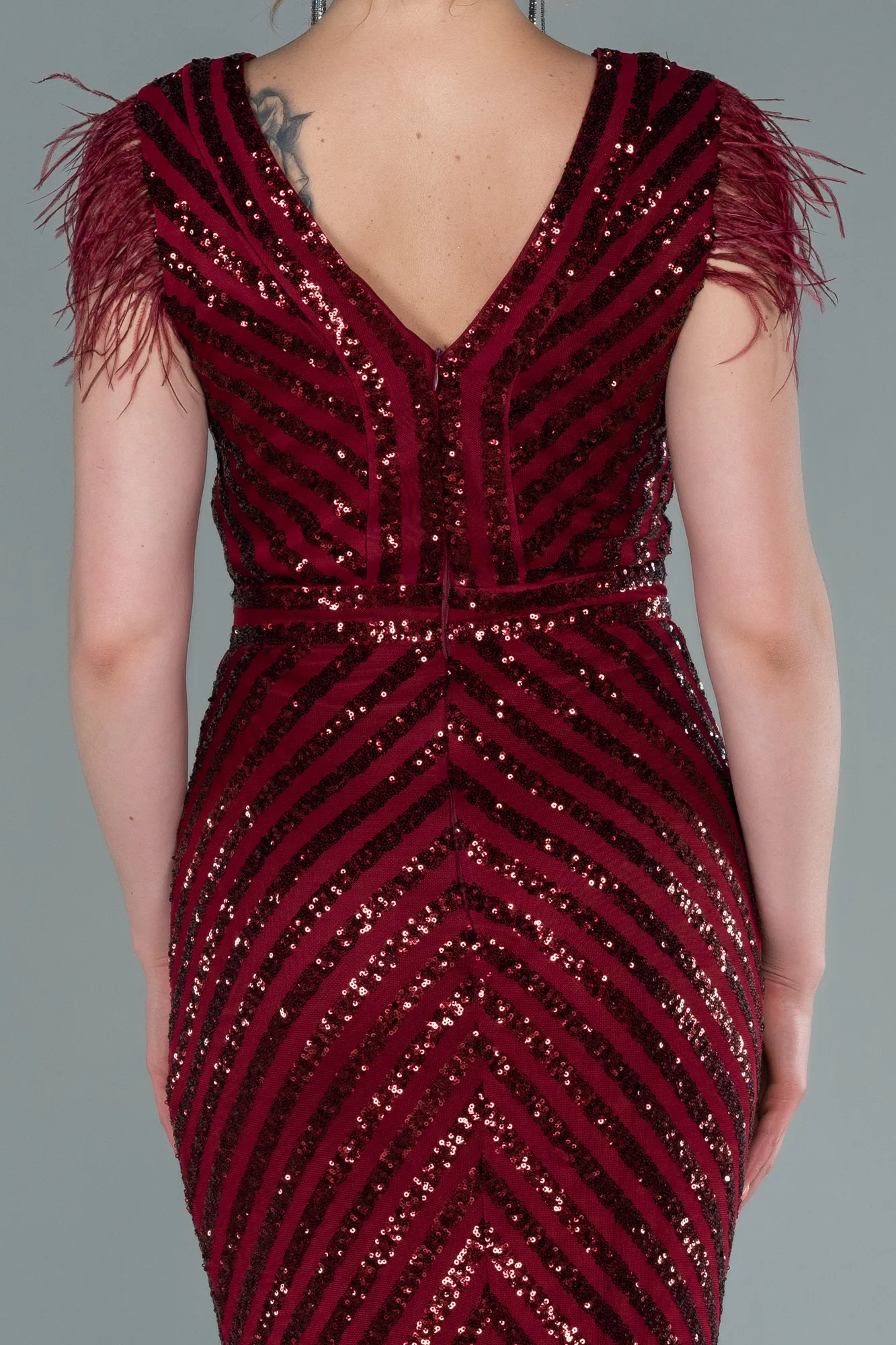 Robe de Soirée Longue Rouge Bordeaux ABU881