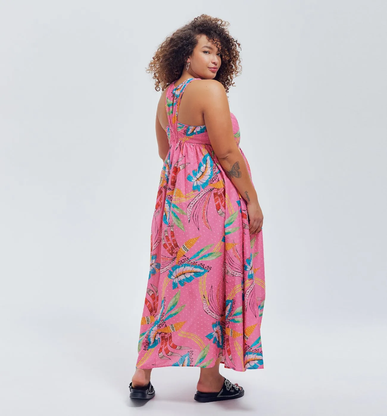 Robe longue imprimée Femme - Imprimé rose