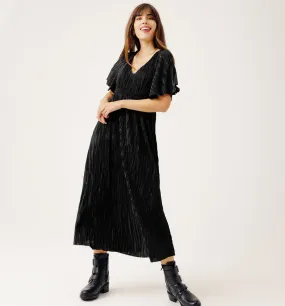 Robe longue plissée Femme - Noir