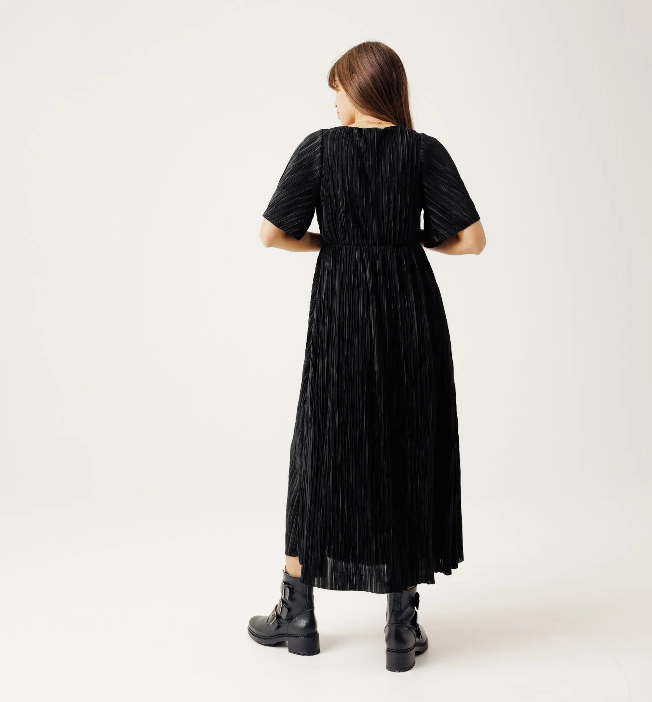 Robe longue plissée Femme - Noir