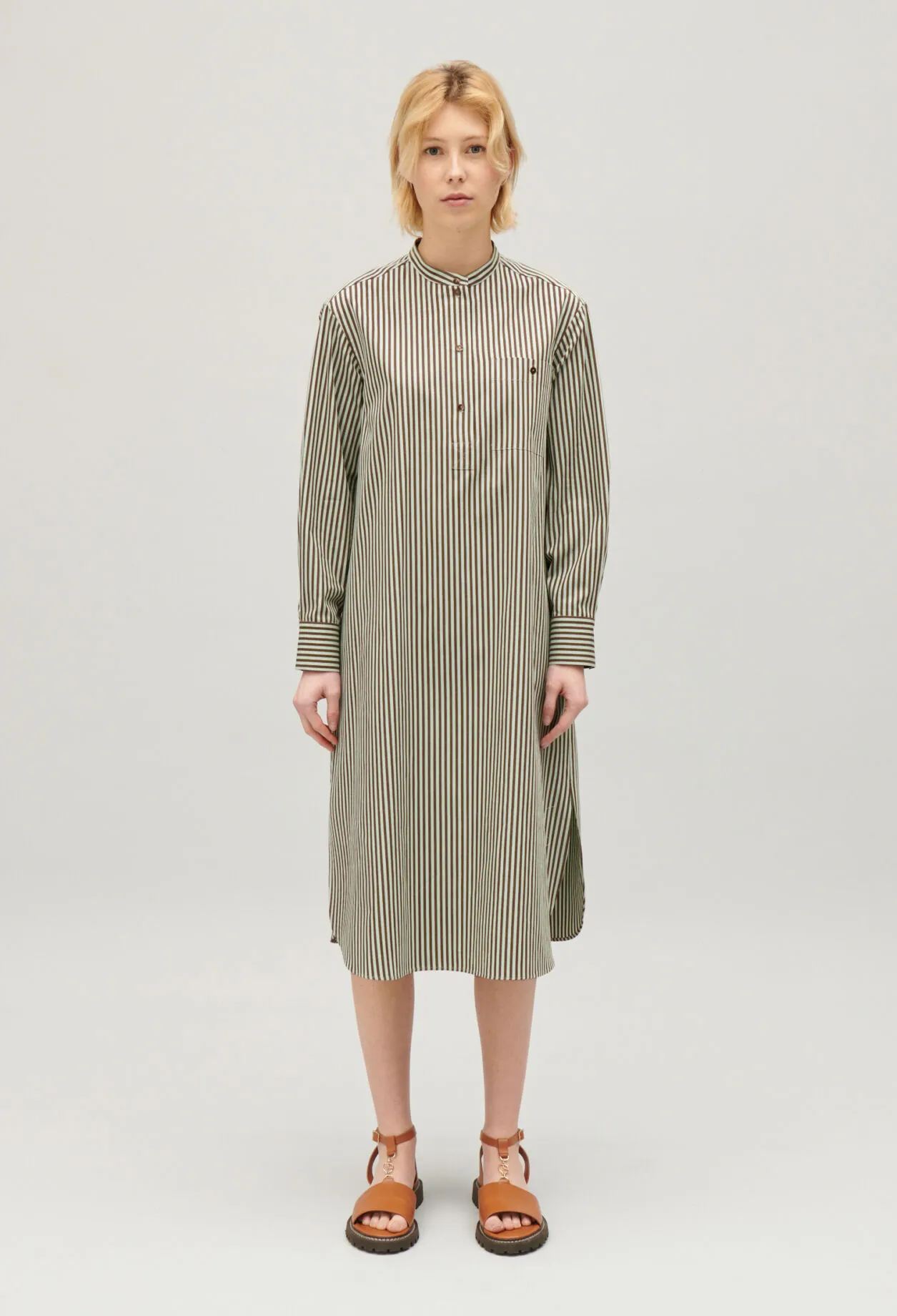 Robe longue rayures verte | Claudie FR