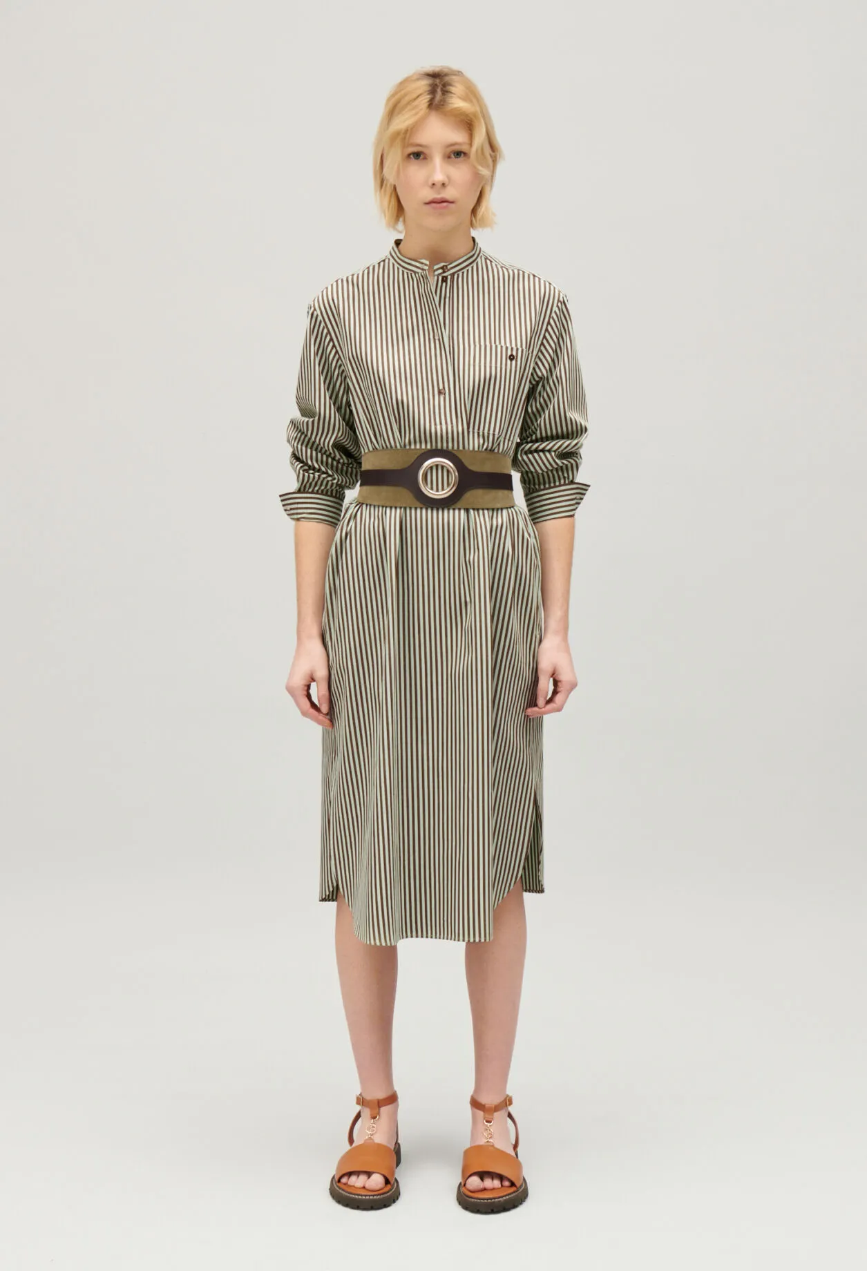 Robe longue rayures verte | Claudie FR