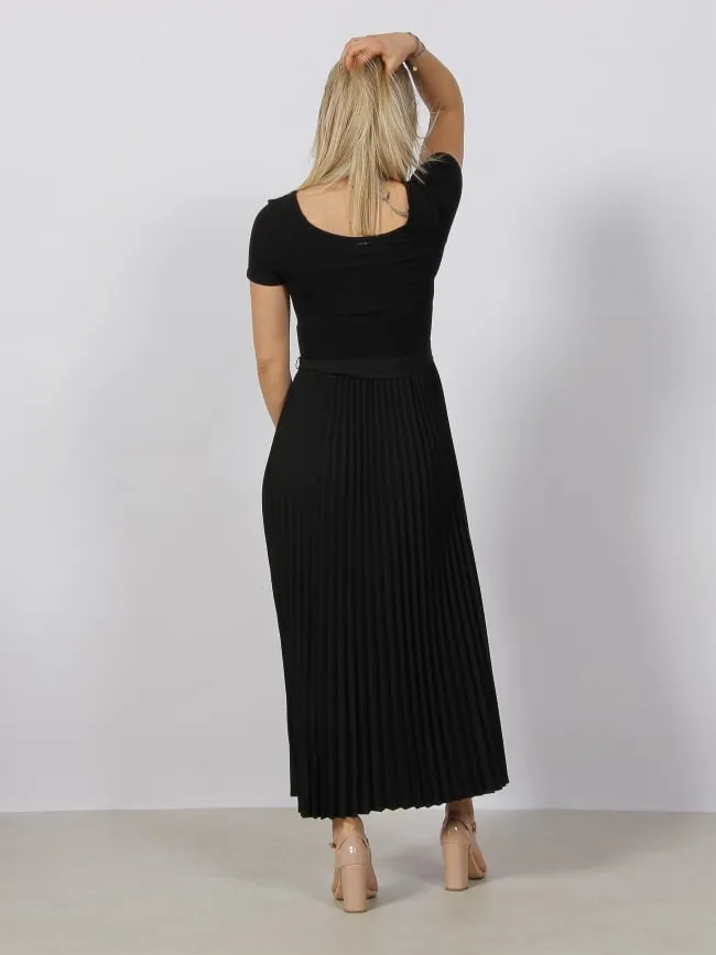 Robe midi plissée erynn noir femme - Guess | wimod