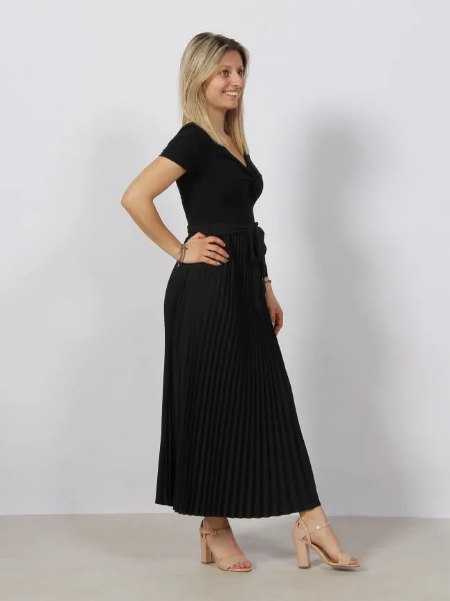 Robe midi plissée erynn noir femme - Guess | wimod