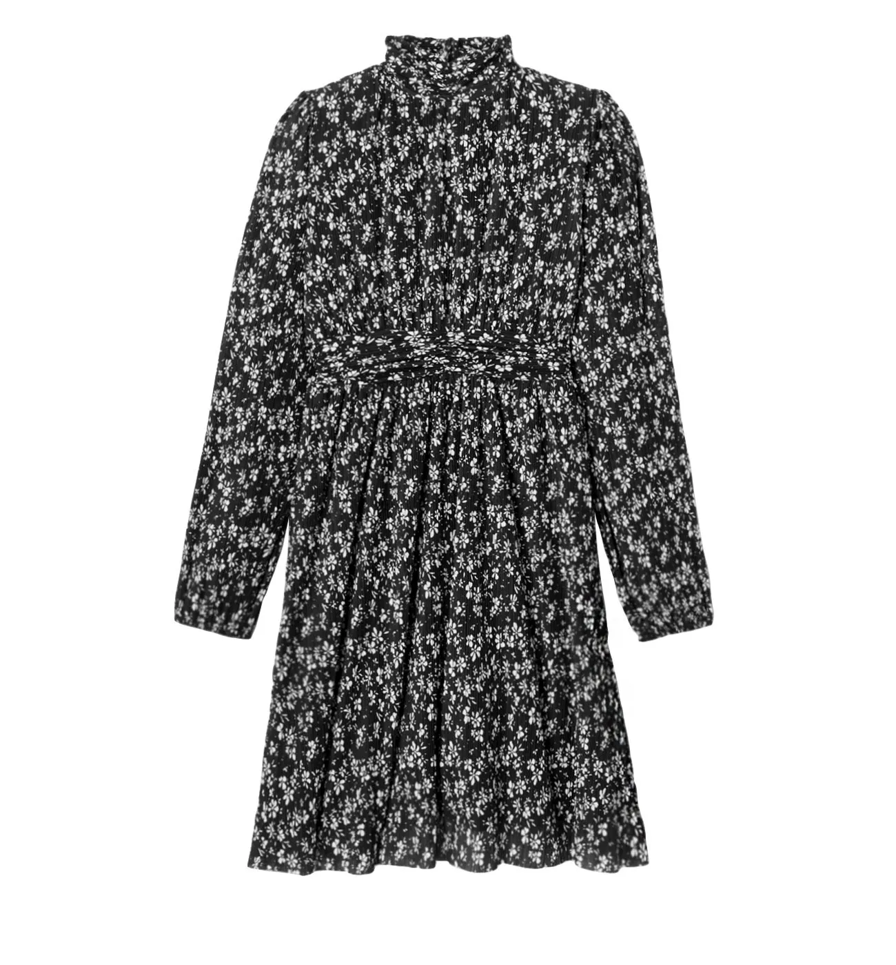 Robe plissée imprimée Femme - Imprimé noir