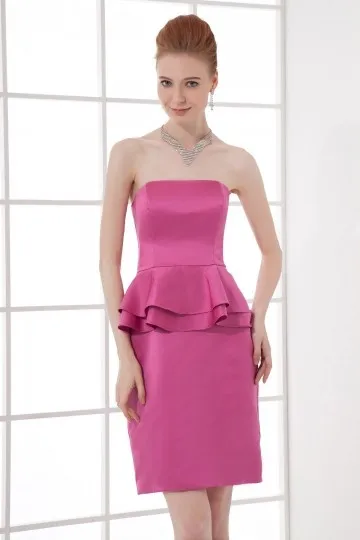 Robe péplum rose fuchsia fourreau bustier droit pour gala