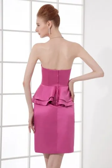 Robe péplum rose fuchsia fourreau bustier droit pour gala