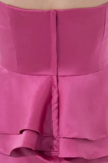 Robe péplum rose fuchsia fourreau bustier droit pour gala