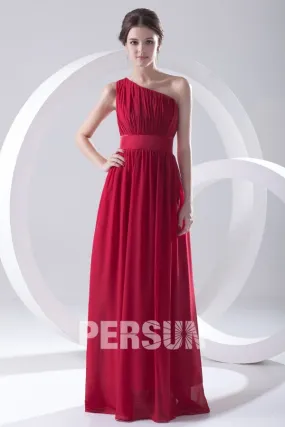 Robe rouge longue style asymétrique simple plissée pour mariage - Robedesoireelongue.fr