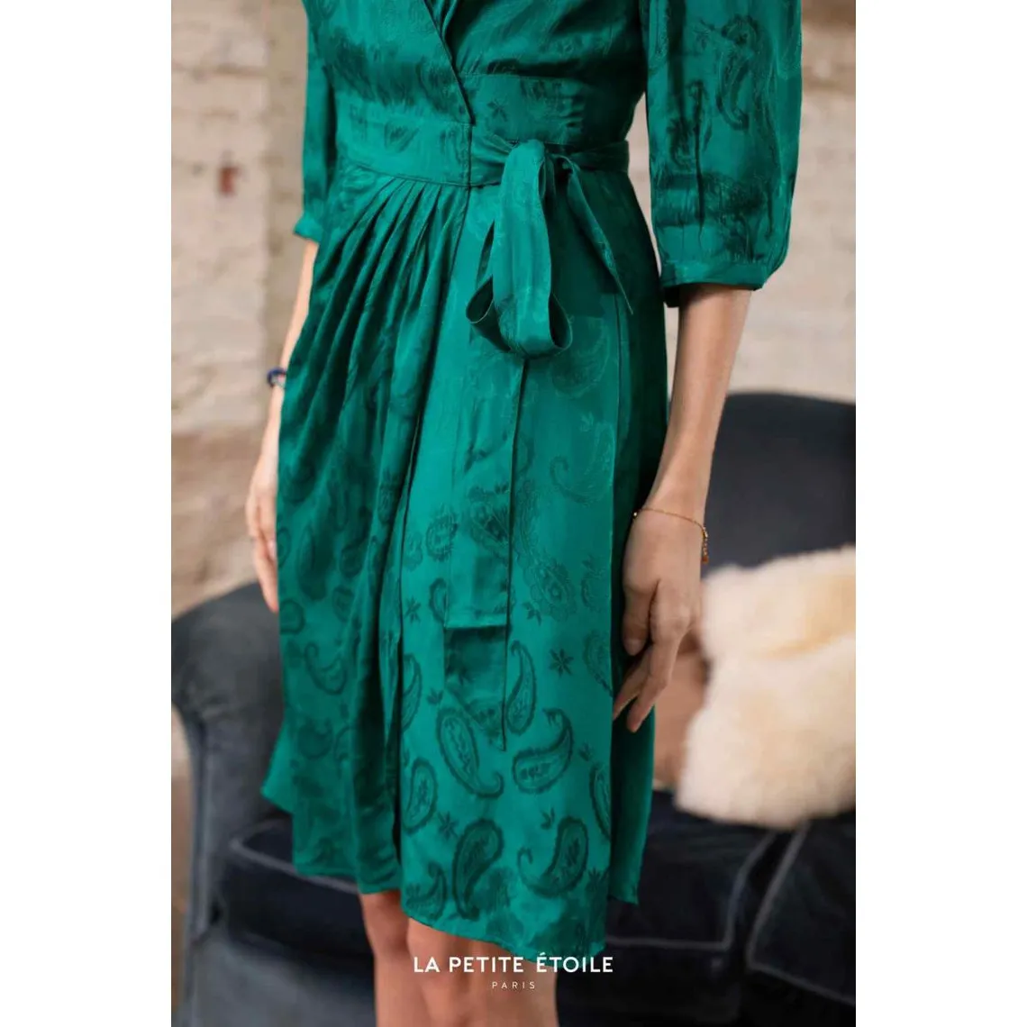 Robe Shima vert en viscose | 3 Suisses