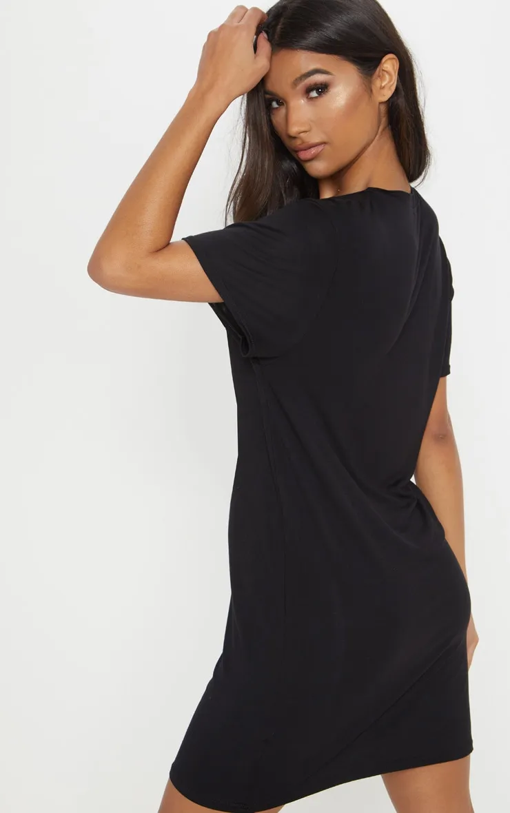 Robe t-shirt basique noire à manches courtes