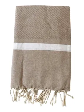 Serviette de plage Fouta traditionnelle Melissa Beige 200x200 190g/m² - Beige