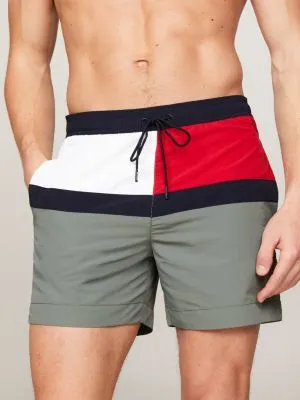 Short de bain mi-long Hilfiger Flag | Vert | Tommy Hilfiger