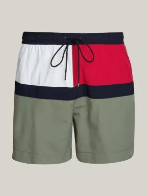 Short de bain mi-long Hilfiger Flag | Vert | Tommy Hilfiger