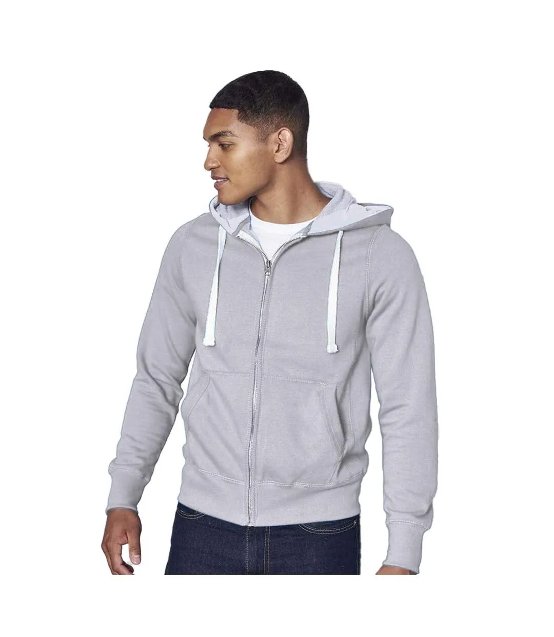 Sweatshirt à capuche et fermeture zippée homme gris Awdis