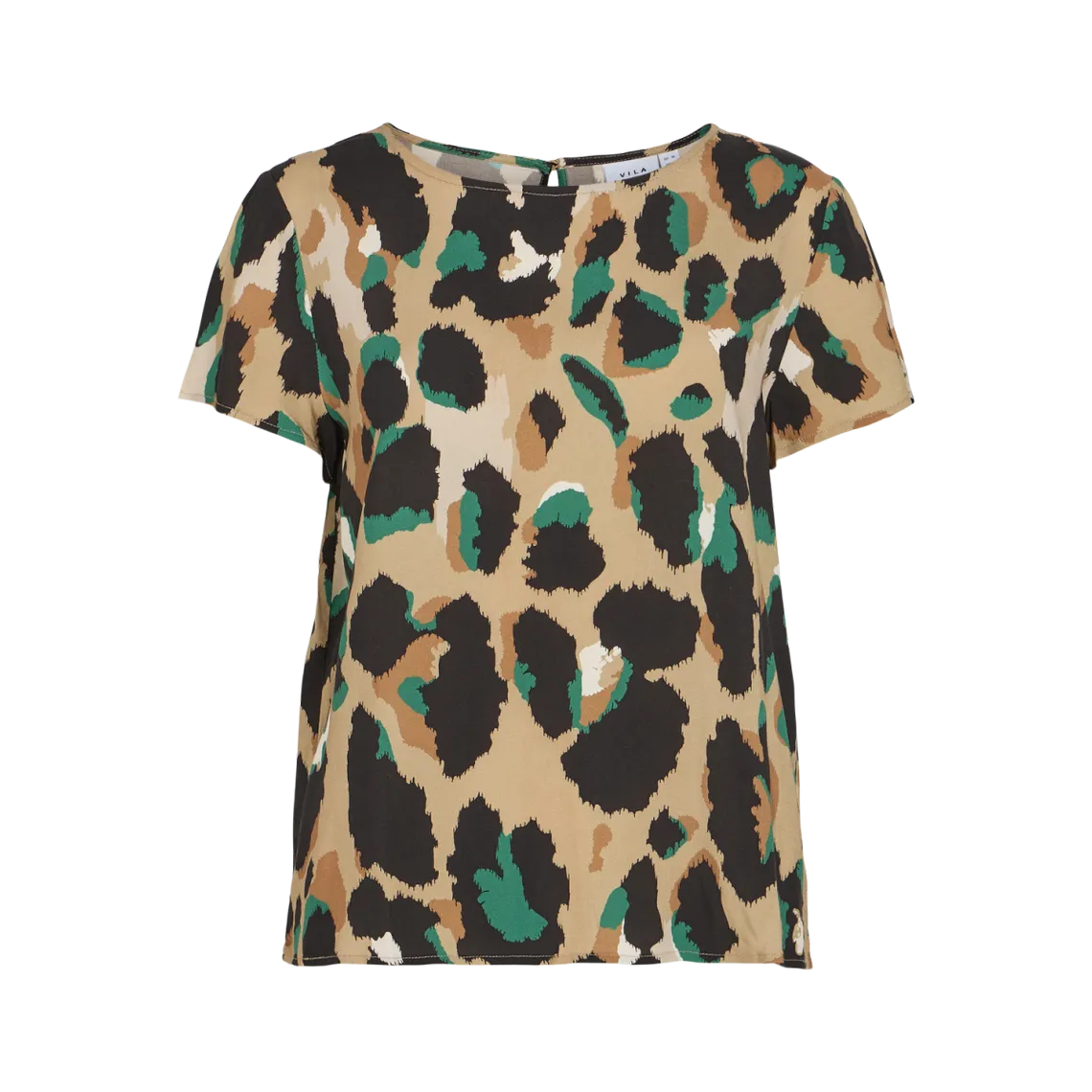 T-shirt col rond manches courtes turquoise en viscose | 3 Suisses