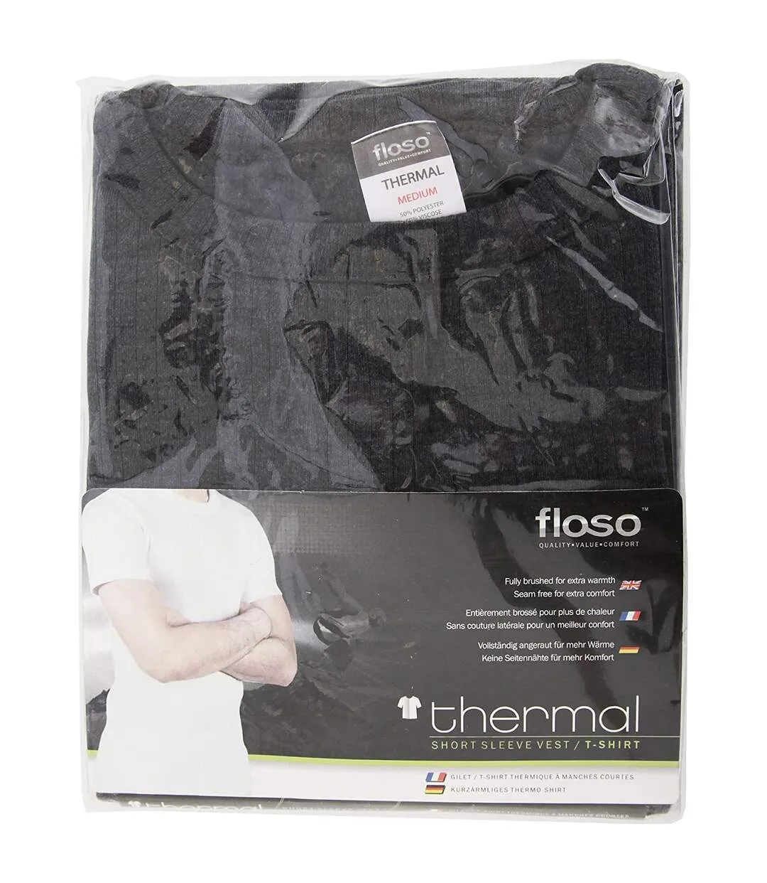 T-shirt thermique à manches courtes en viscose homme noir Floso