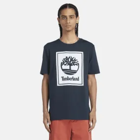 T-shirt à manches courtes avec logo effet empilé pour homme en bleu foncé