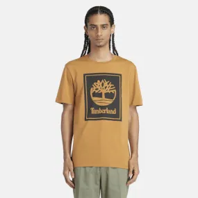 T-shirt à manches courtes avec logo effet empilé pour homme en jaune et noir