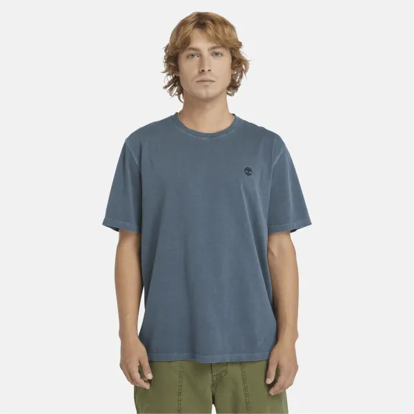 T-shirt à manches courtes Dunstan River teint en pièce pour homme en bleu foncé