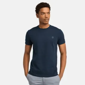 T-shirt à manches courtes et logo sur la poitrine Oyster River (Slim) pour homme en bleu foncé