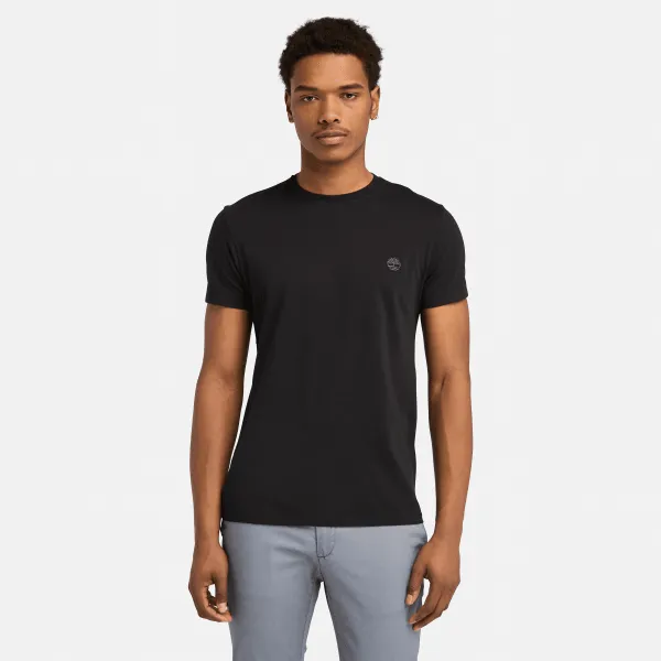 T-shirt à manches courtes et logo sur la poitrine Oyster River (Slim) pour homme en noir