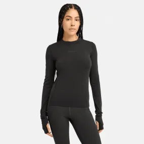 T-shirt à manches longues en polaire Polartec® évacuant l'humidité pour femme en noir