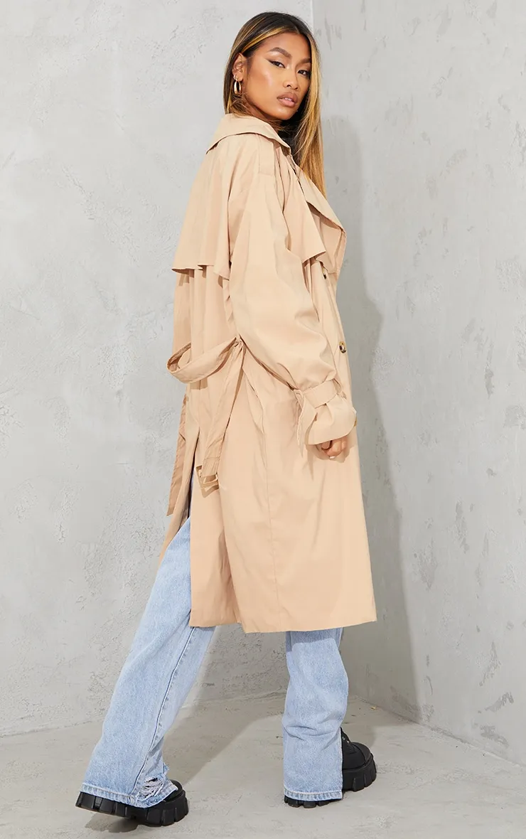 Trench oversize mi-long camel ceinturé